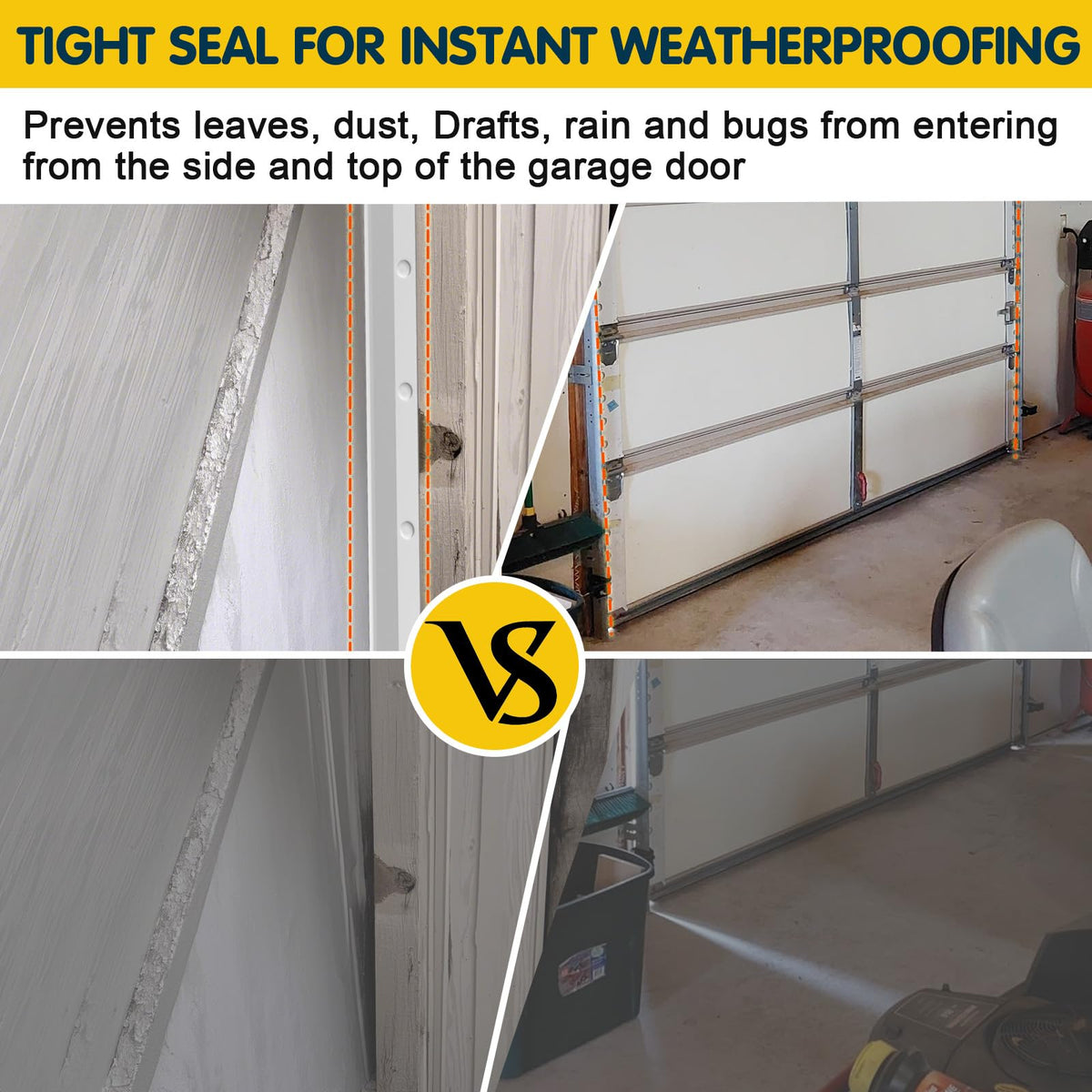 Nayotaa garage door seal top-sides mounted for secure attachment.
