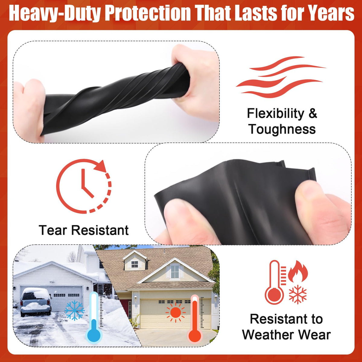 Nayotaa seal on a door edge reduces drafts and improves comfort inside the garage