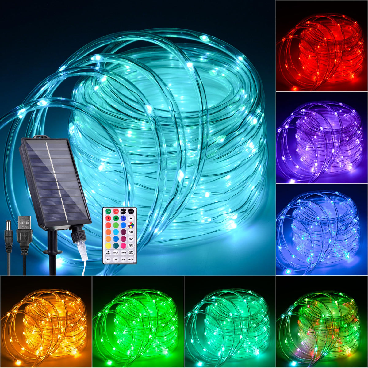Nazuwke 33ft solar rope light outdoors for vibrant ambient lighting.