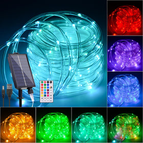 Nazuwke 33ft solar rope light outdoors for vibrant ambient lighting.