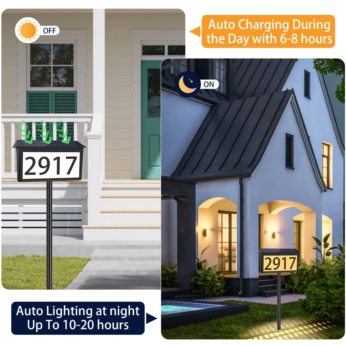 Nazuwke solar address sign sticker set for personalized address