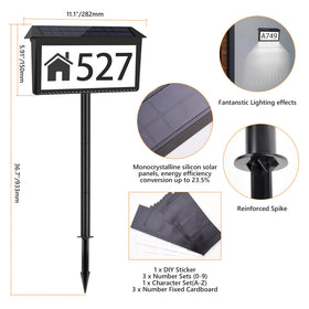 Nazuwke solar address sign wall mount setup for versatile placement