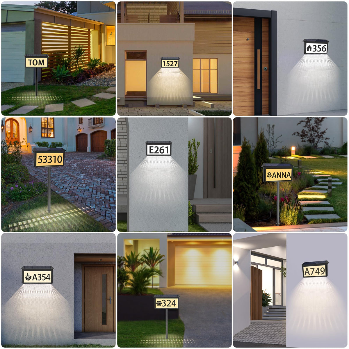 Nazuwke solar address sign durable construction withstands rain and snow