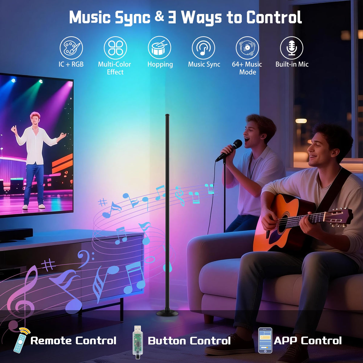 NBBUFF corner lamp music sync responds to rhythm
