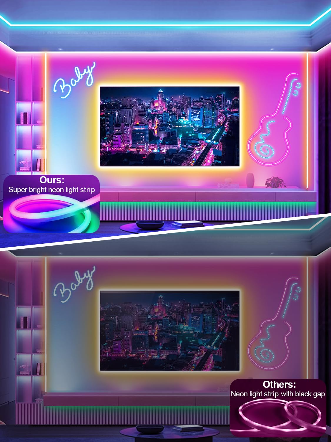 NBBUFF music-sync RGB strip changing colors with the beat for parties.