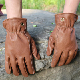 NBLEAGLO Retro brown cowhide gloves with double stitching for durability and longevity