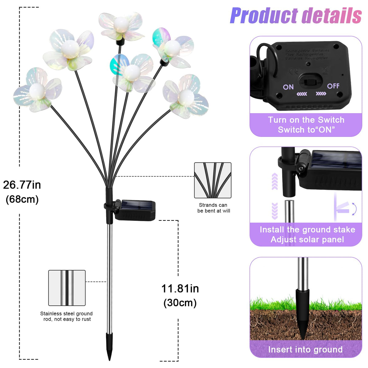 NBQQ IP65 waterproof petals withstand rain for year-round garden use.