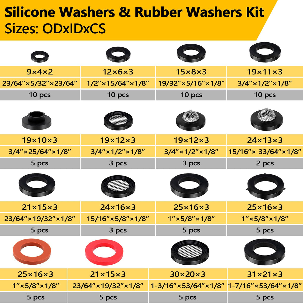 NBRINGO 18-size O-ring assortment for wide sealing applications.