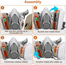 Protection against dust and vapors in painting, chemical, and metalwork tasks.