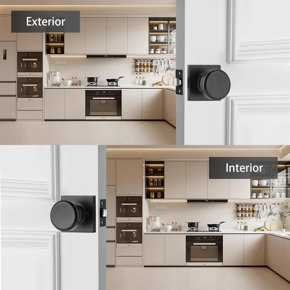 NCSEN black interior knob with heavy-duty finish for daily durability.