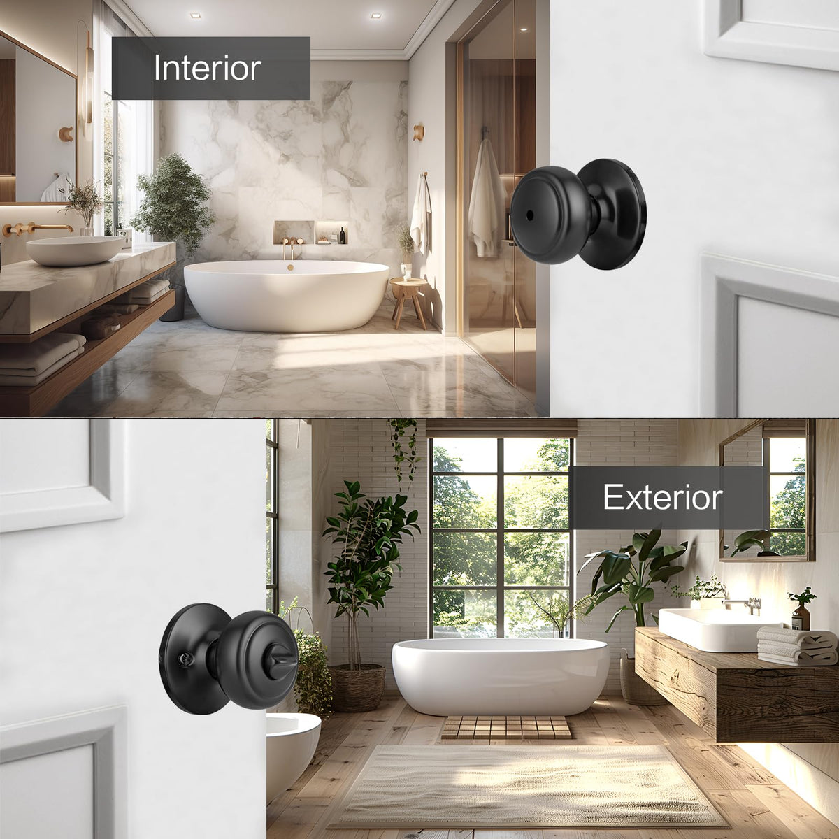 NCSEN door knob with lock showing inside turn button for privacy