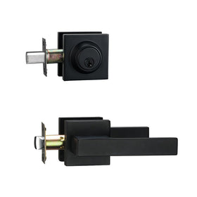 NCSEN matt black front door lockset with deadbolt for secure entry.
