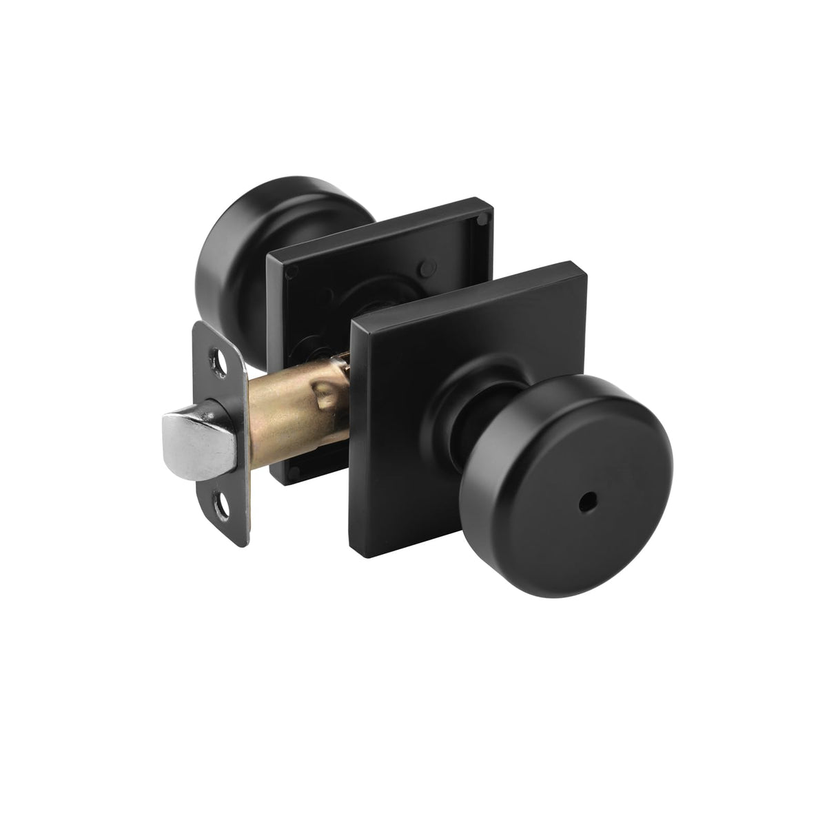 NCSEN Pismo black interior door knob with square rosette for secure privacy.