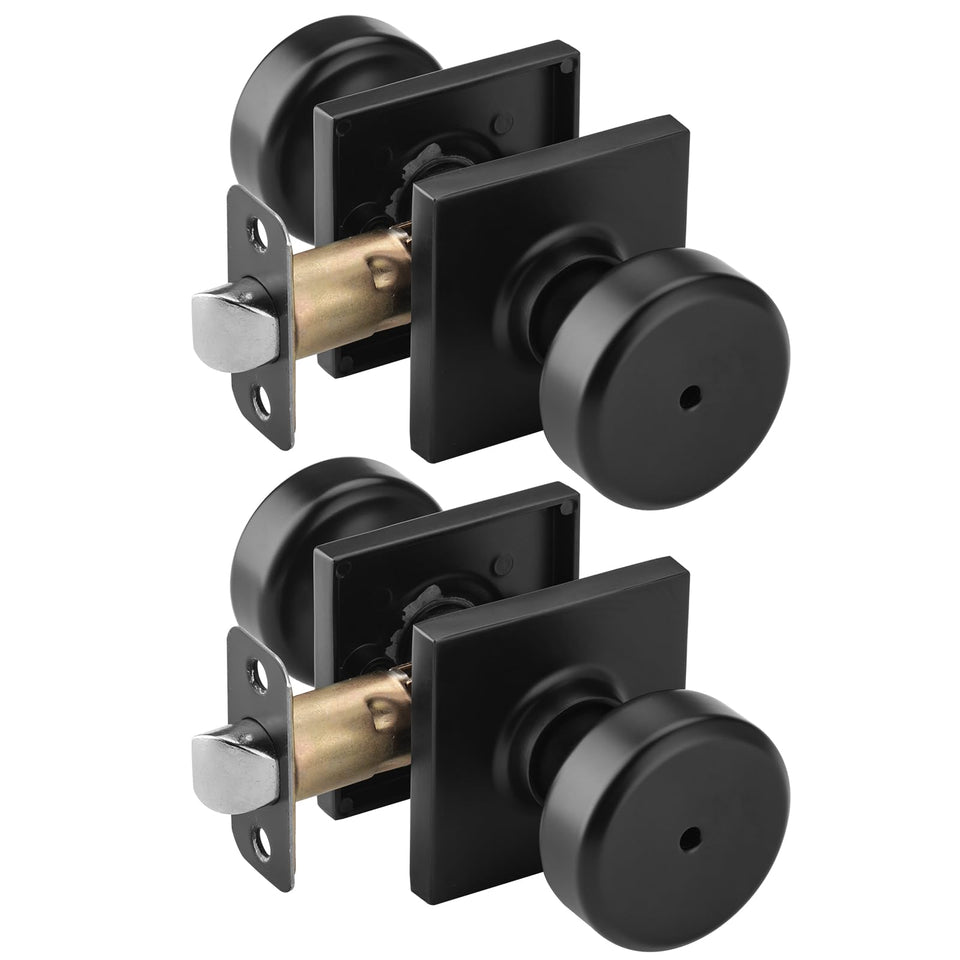 NCSEN Pismo knob with square rosette in black for privacy on interior doors