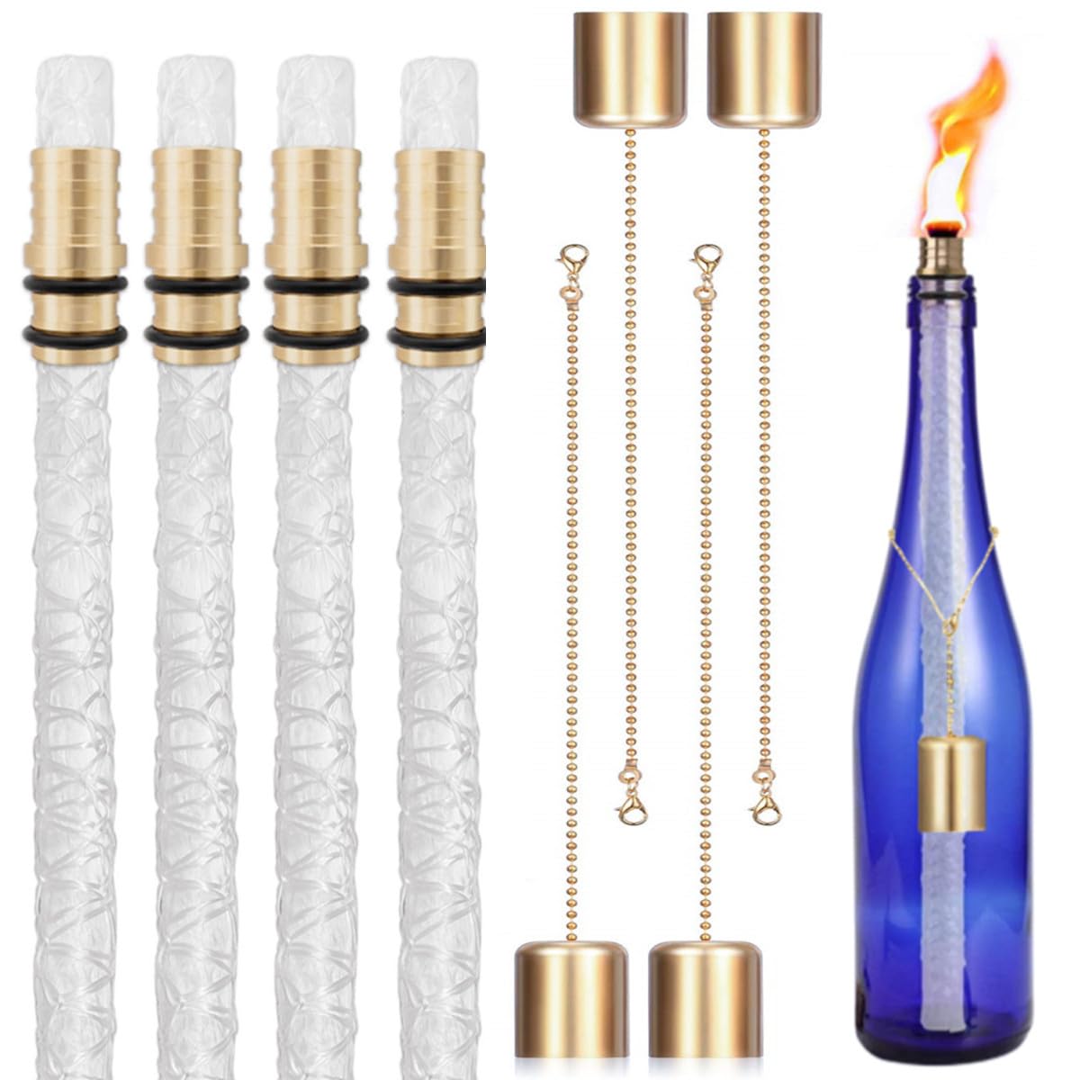 NCYOEW wine bottle torch kit assembly for easy outdoor lighting setup