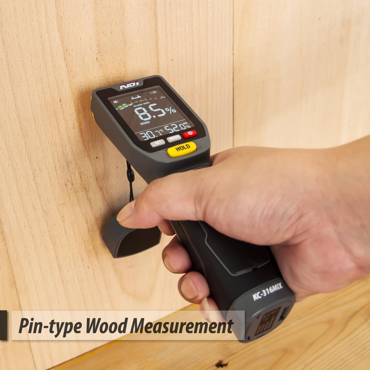 NDI 7 in 1 moisture meter angle sensor protecting surface during measurement
