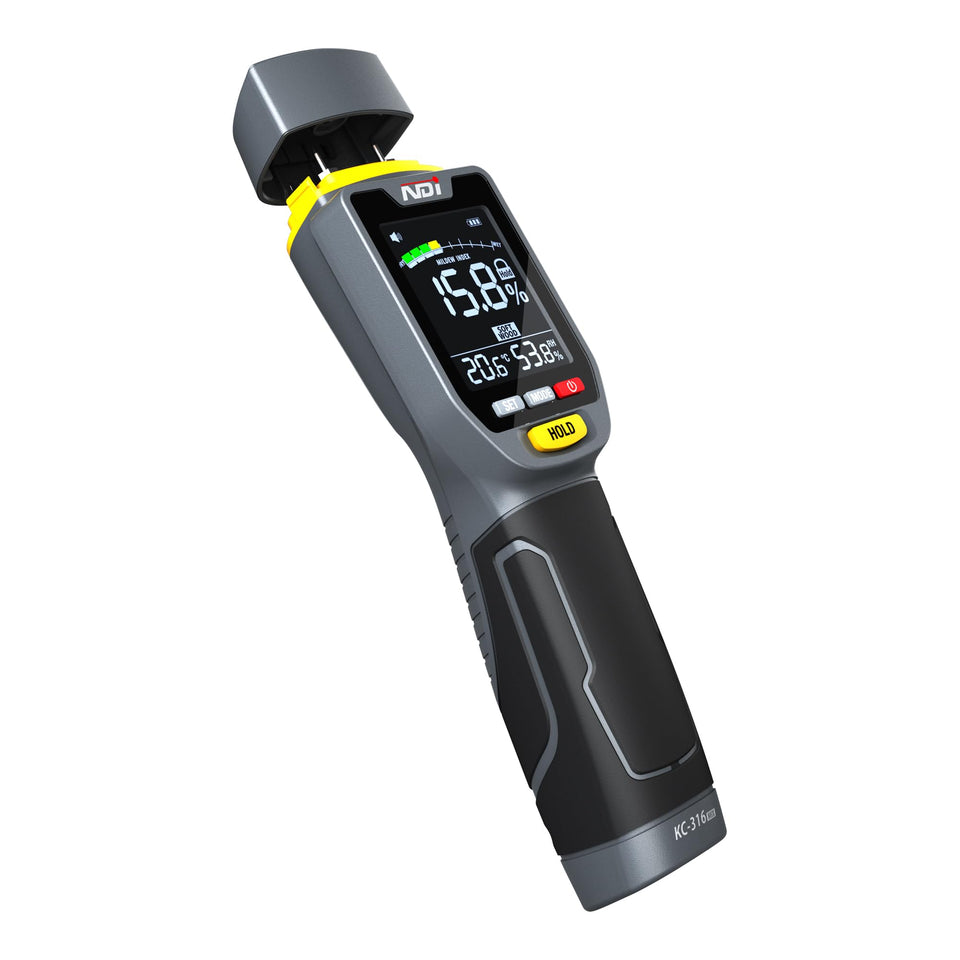 NDI 7 in 1 moisture meter front view with pin-type readings for precise drywall moisture checks