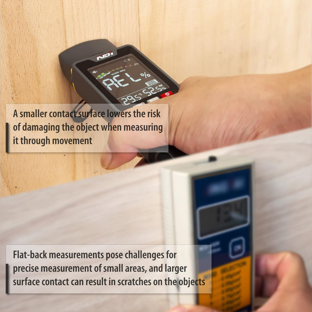 NDI 7 in 1 moisture meter softwood mode display for accurate moisture in soft wood