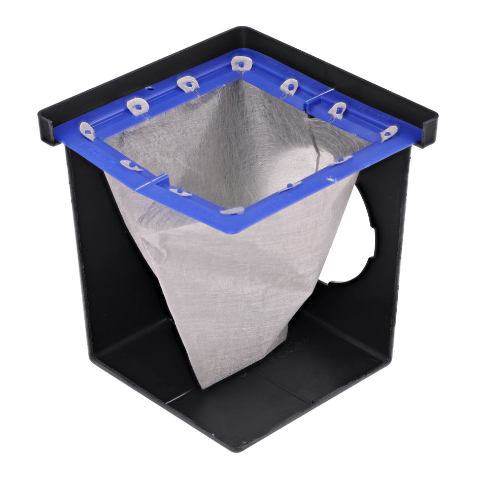 NDS 1200FFRTL square catch basin filter installed to block debris and improve drainage