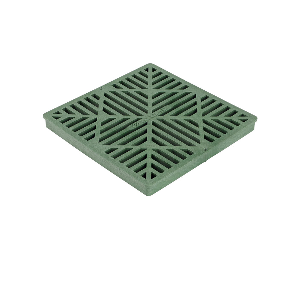 NDS 1212 square catch basin grate with diamond design for debris protection.
