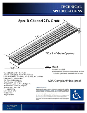 NDS Spee-D Channel Drain Grate gray closeup shows easy installation and efficient drainage