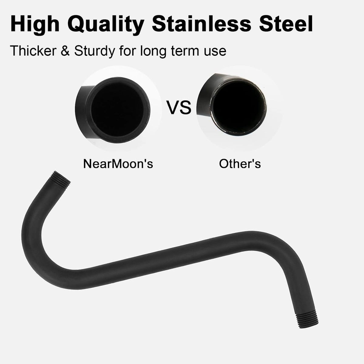 NearMoon 1/2 inch NPT compatible shower arm extension for standard plumbing