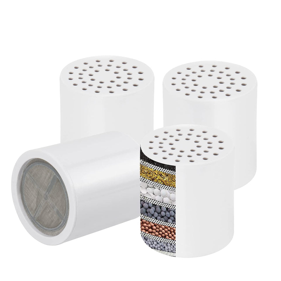 NearMoon 15-stage cartridge front view showing advanced filtration for cleaner shower water