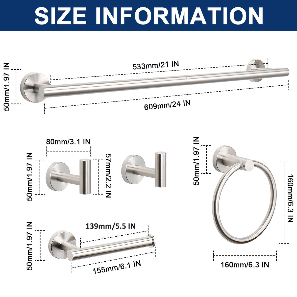 NearMoon towel ring in nickel finish for compact towel storage