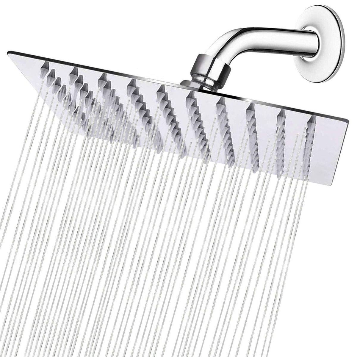NearMoon 8 inch rain shower head in stainless steel offers broad coverage for a spa-like shower