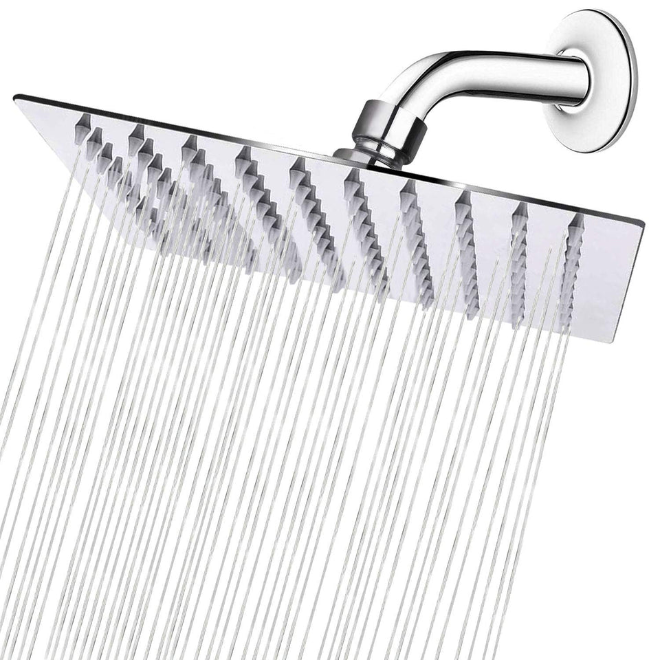 NearMoon 8 inch rain shower head in stainless steel offers broad coverage for a spa-like shower