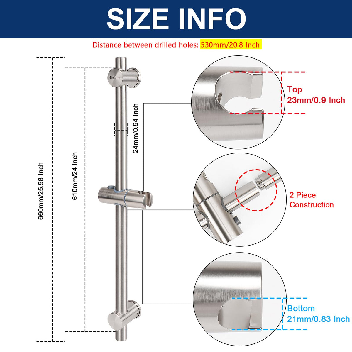 NearMoon adjustable holder at 360° rotation for versatile shower positioning.