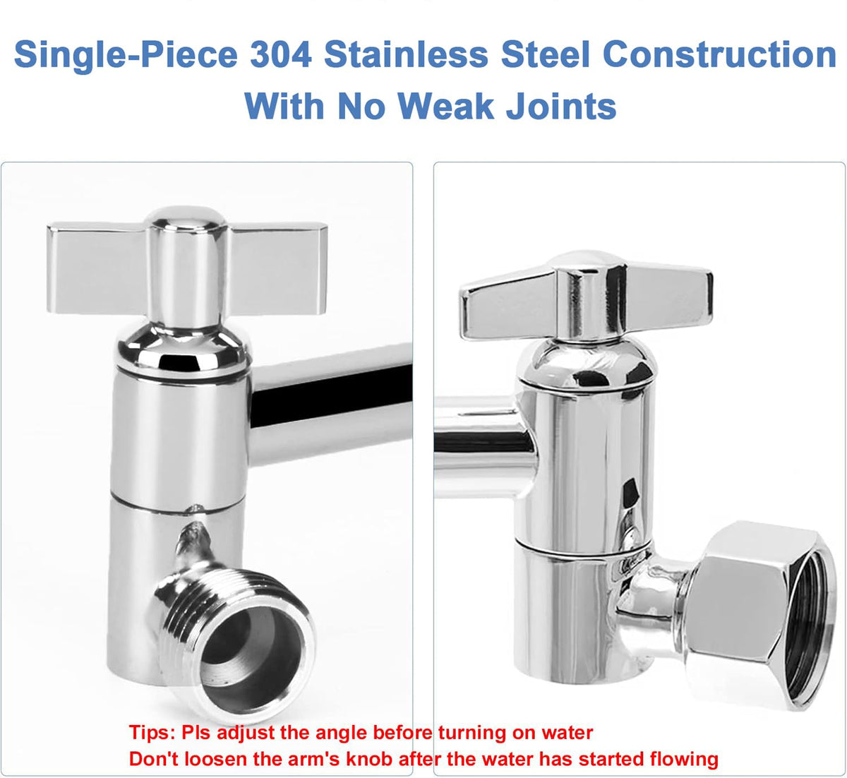 NearMoon adjustable shower arm angle extension enabling precise tilt for full-body coverage