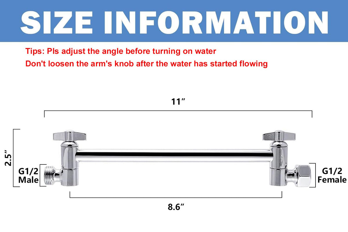 NearMoon chrome finish shower arm emphasizing rust resistance and shine