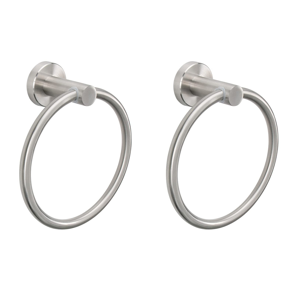 NearMoon round towel ring in brushed nickel mounted on wall for easy towel access
