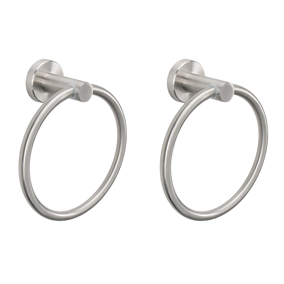 NearMoon round towel ring in brushed nickel mounted on wall for easy towel access