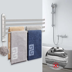 NearMoon 4-arm rack shown in a bathroom and kitchen scene for versatile use.