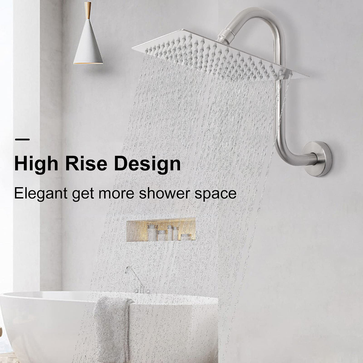 NearMoon brushed nickel bathroom accessory shower arm for everyday use