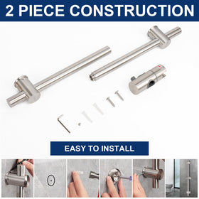 NearMoon brushed-nickel hardware adds a modern look to bathroom decor.