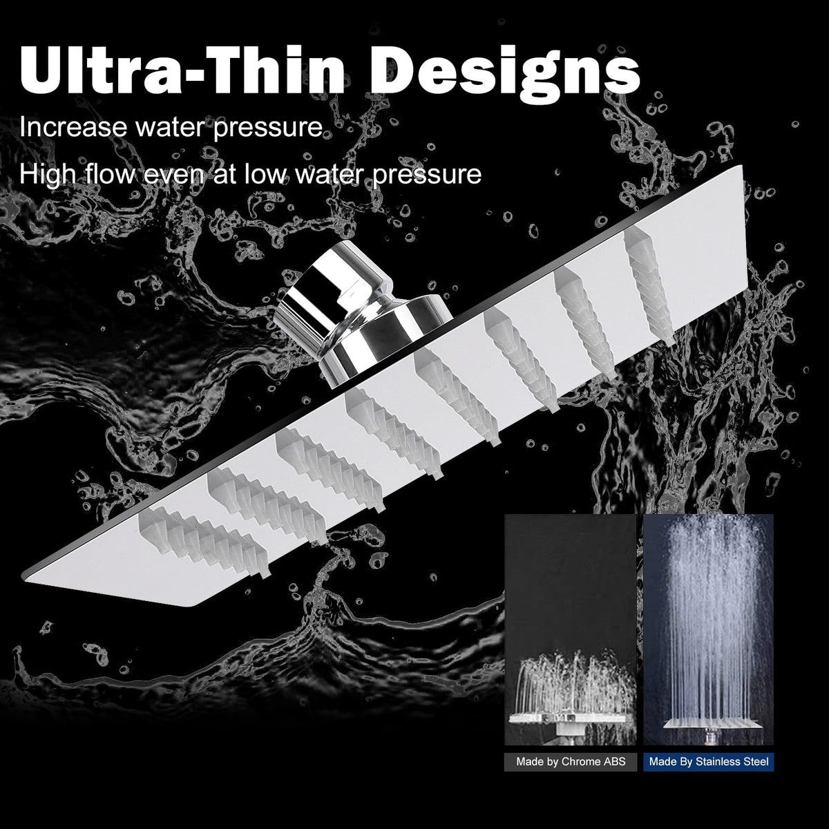 NearMoon chrome finish shower head wall-ceiling mount demonstrates versatile installation.