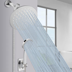 Easy installation fits standard shower arms with no tools required.