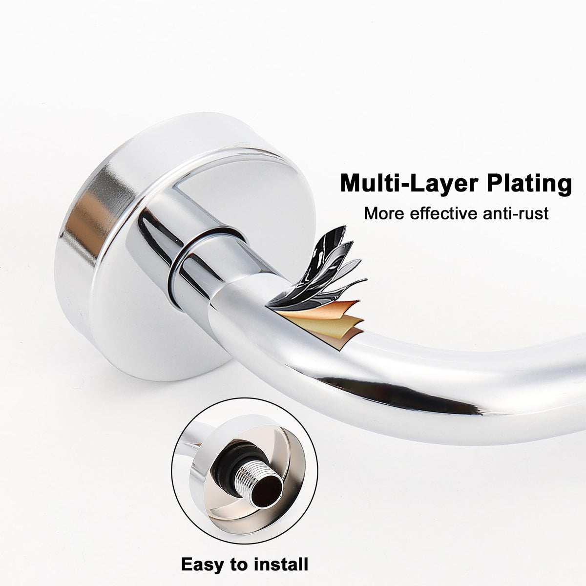 NearMoon 12-inch extension arm creates a spacious shower for comfortable use.