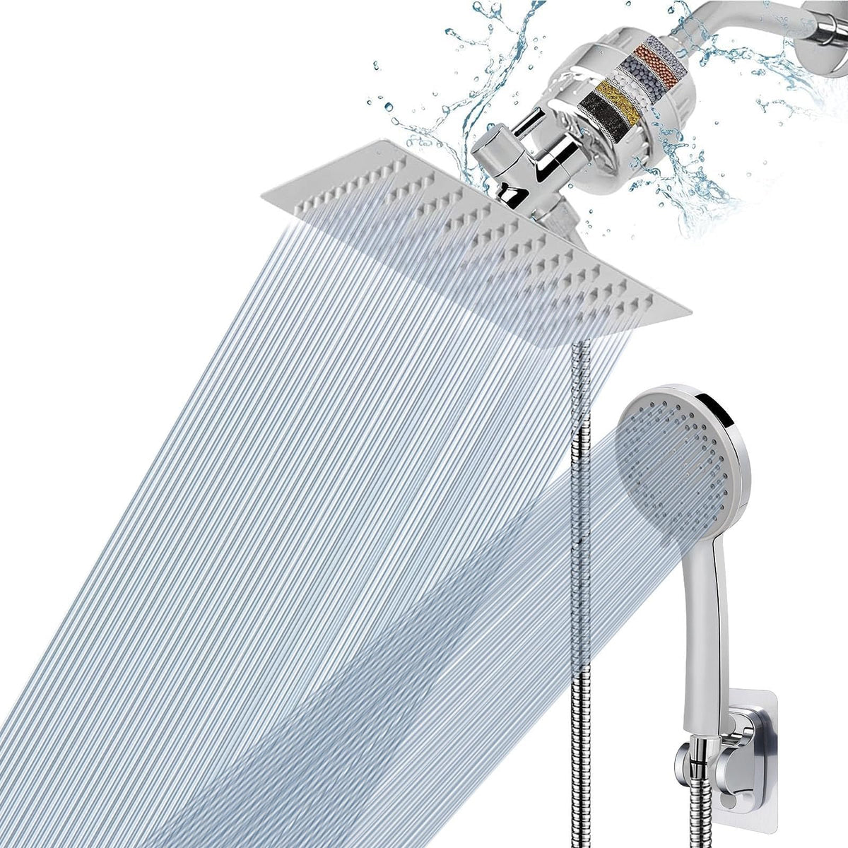 NearMoon filtered shower head chrome front view, offering a crisp water feel for daily showers.