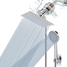 NearMoon filtered shower head chrome front view, offering a crisp water feel for daily showers.