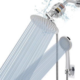 NearMoon filtered shower head chrome front, ideal for cleaner daily showers.
