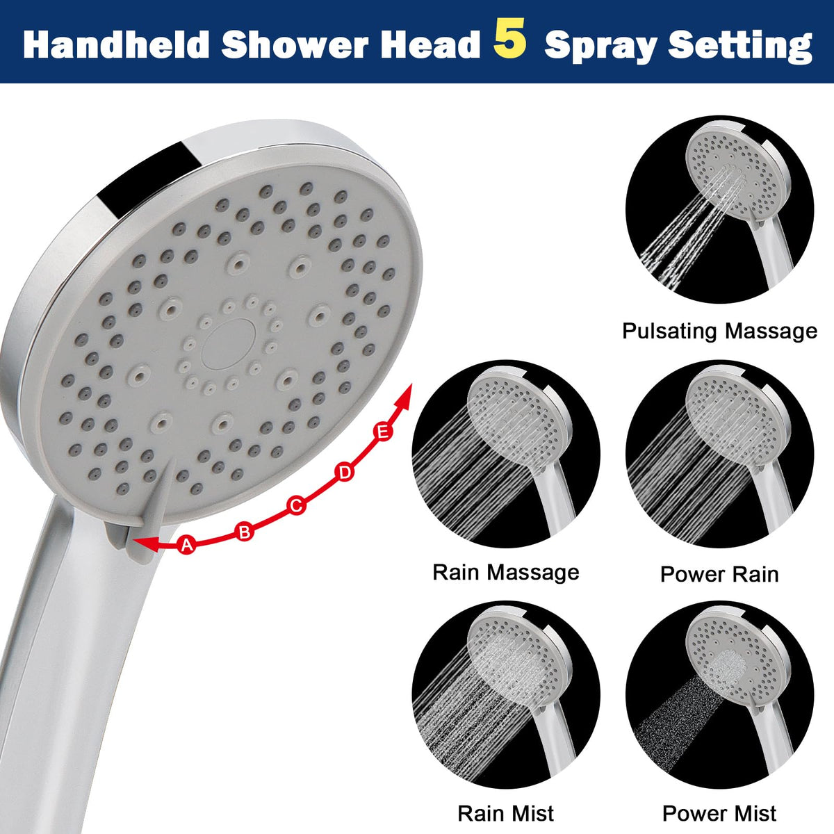 NearMoon handheld 5-settings provides versatile spray options for daily routines.