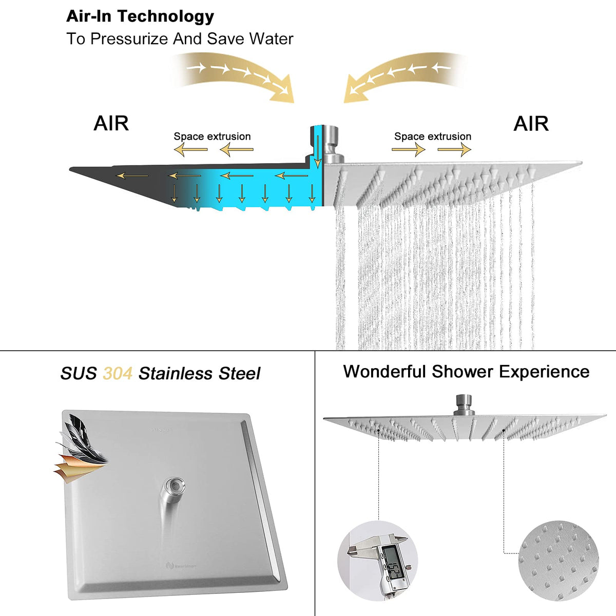 NearMoon high-flow stainless steel design for strong, consistent spray