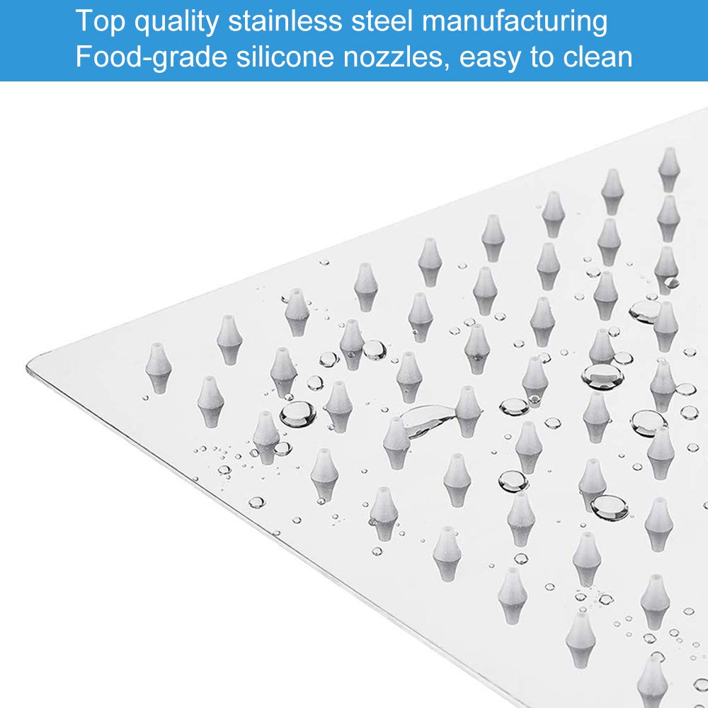 NearMoon high-flow stainless square rainfall delivers strong pressure even with low supply