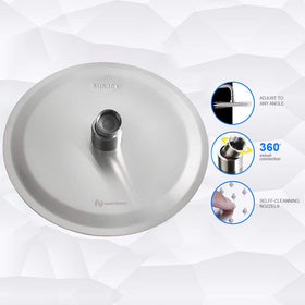 NearMoon high-flow stainless steel shower head maintains powerful spray in low pressure.
