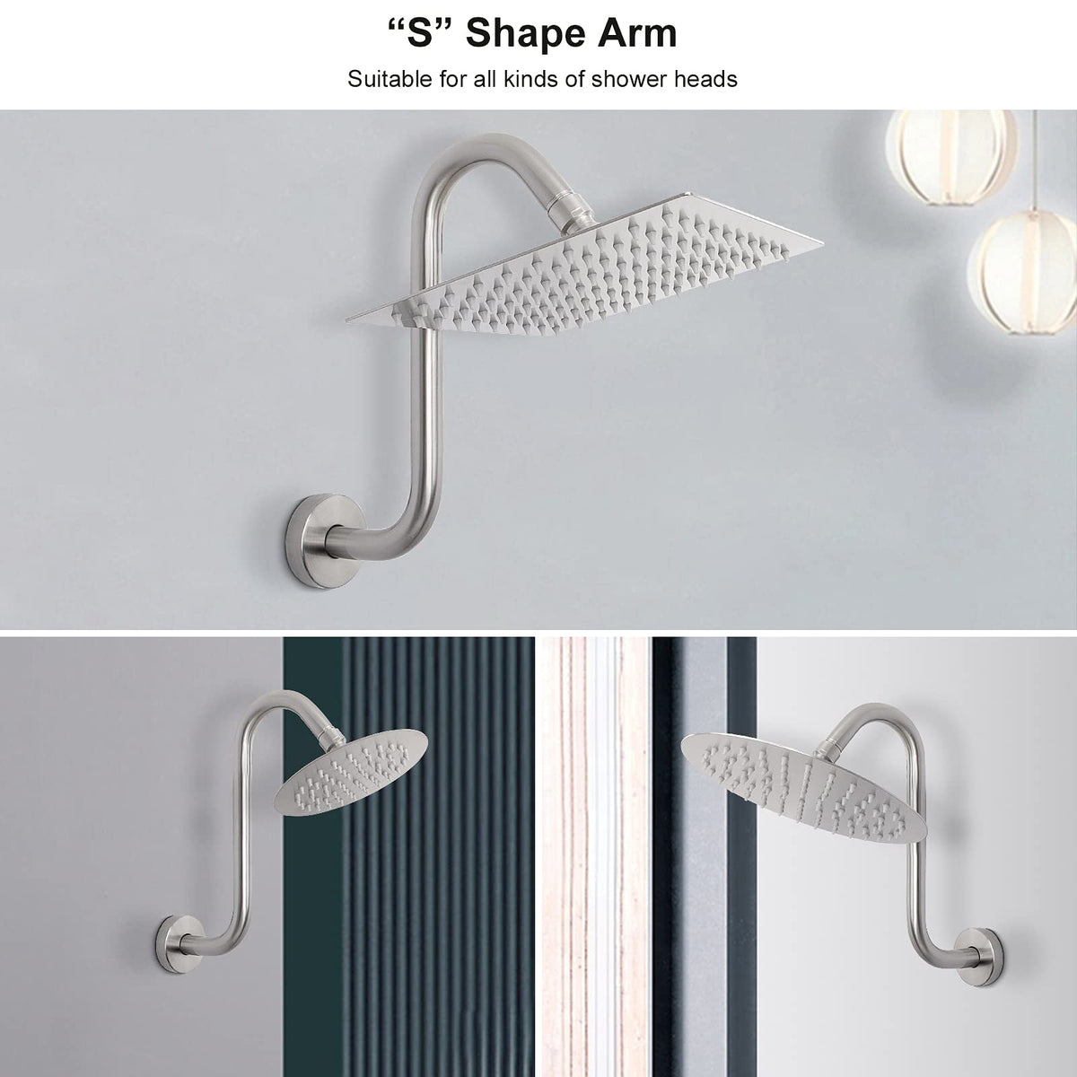 NearMoon high-rise 10-inch shower arm elevates shower space
