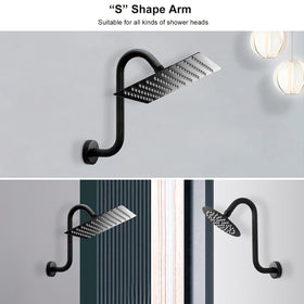 NearMoon high-rise shower arm for added space for tall users
